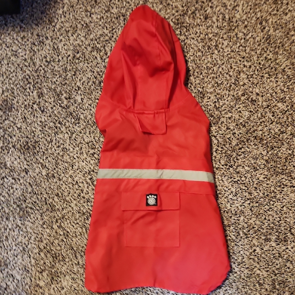 Red Dog Raincoat with Reflective Stripe